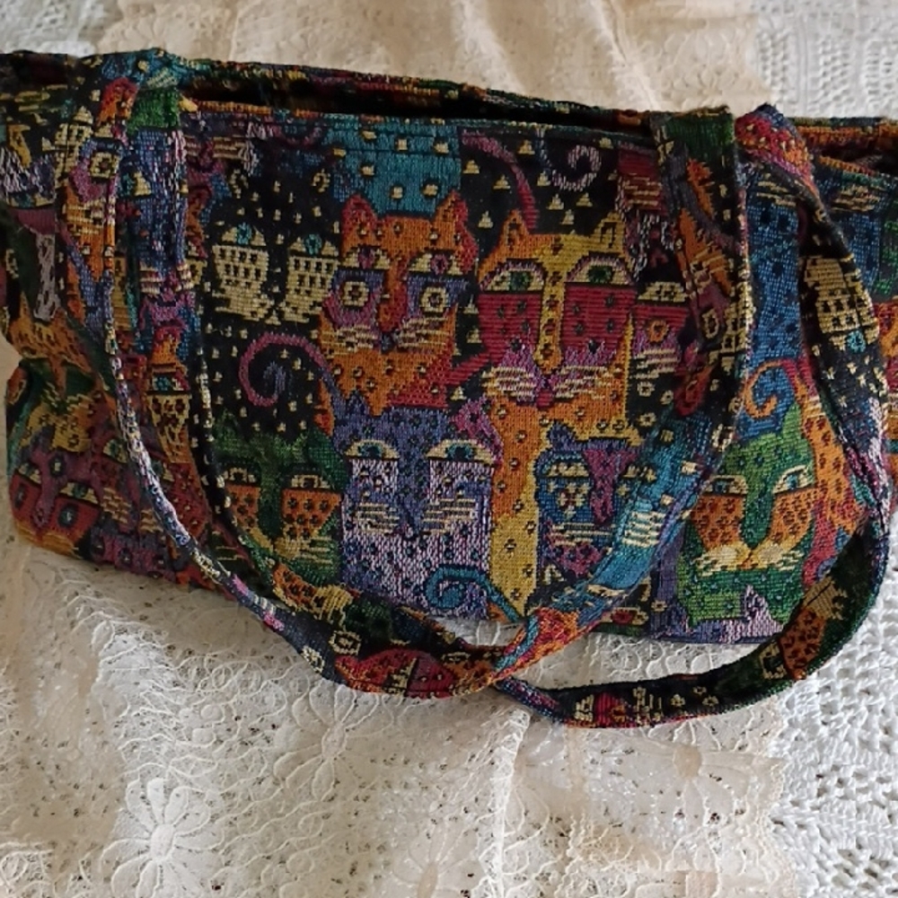 Laurel Burch Multicolor Cat Design Tote